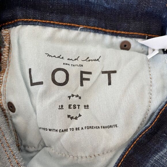 LOFT Modern Straight Med Wash Ankle Cuff Stretch Denim Jeans Women's Sz 28 / 6 - Picture 8 of 12